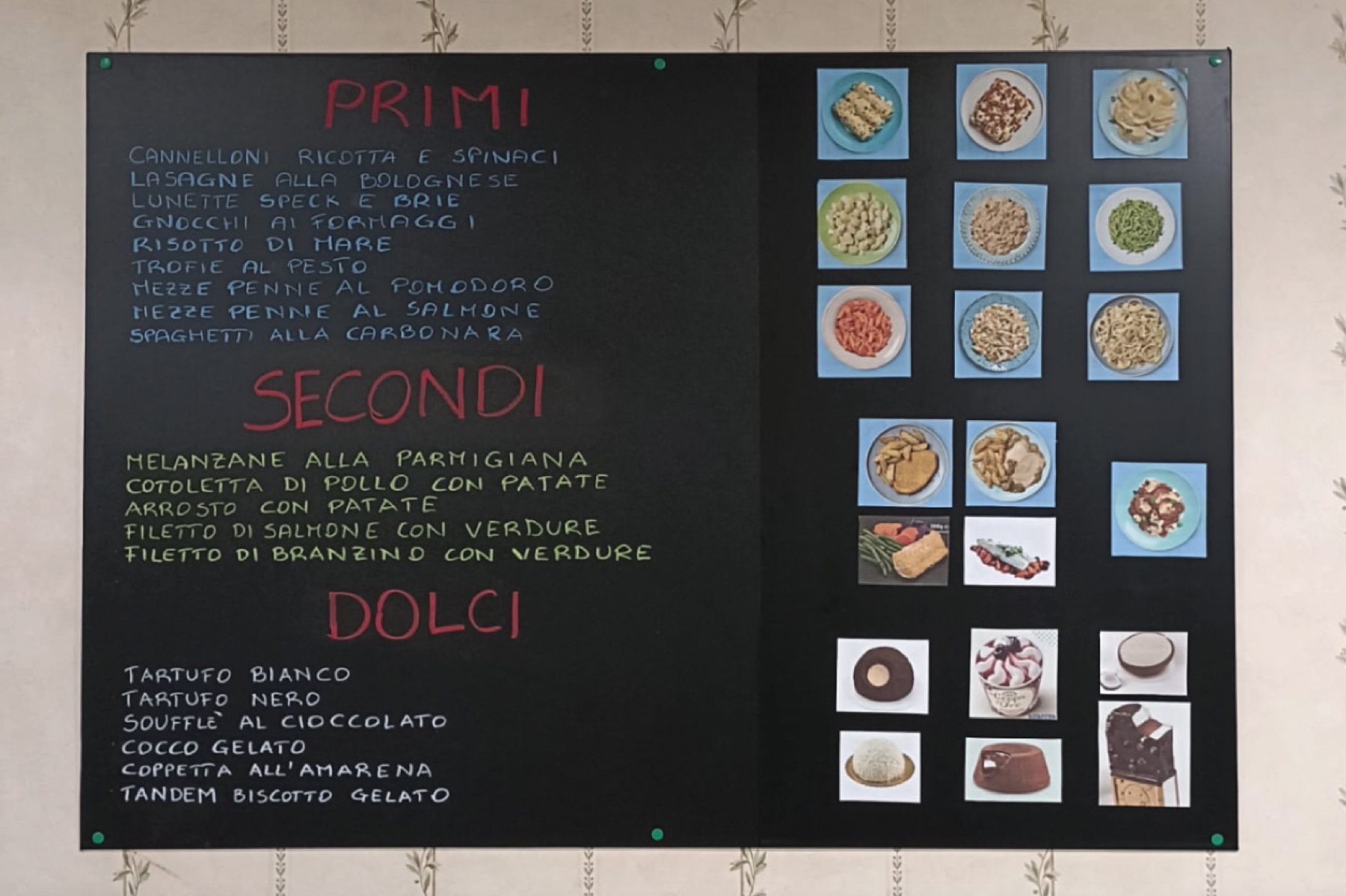 Il menu del distributore di pasti: primi, secondi e dessert
